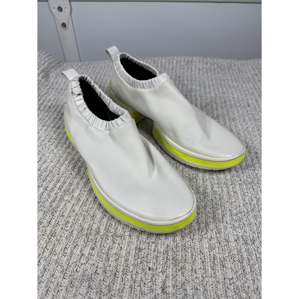 Stuart Weitzman WHITE NEON Leather Sneakers Tennis Running Walk‎ Slip-On US 11
